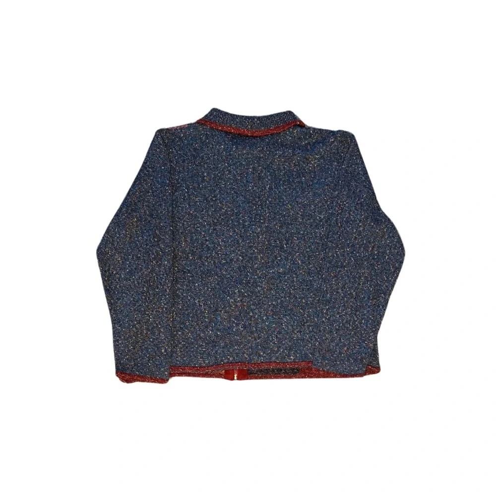 Retro Colorblock Zip Up Sweater - Picture 2 of 3